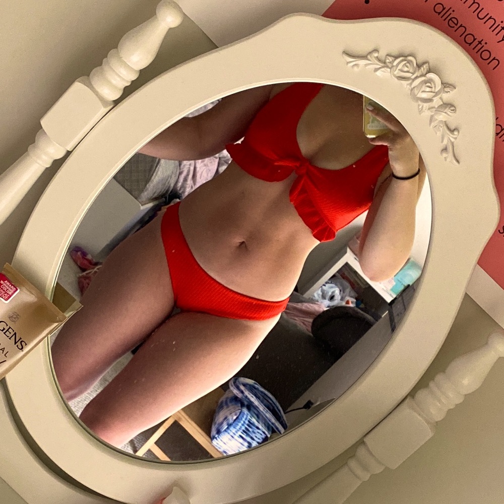 Red Ribbed Bikini